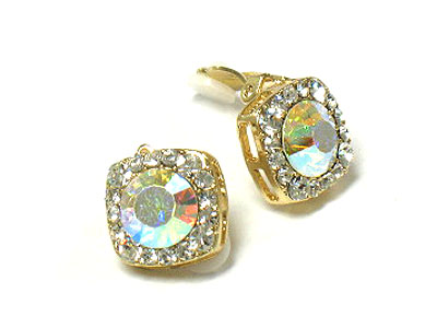 Crystal square clip earring