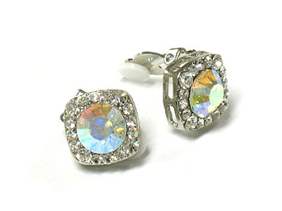 Crystal square clip earring