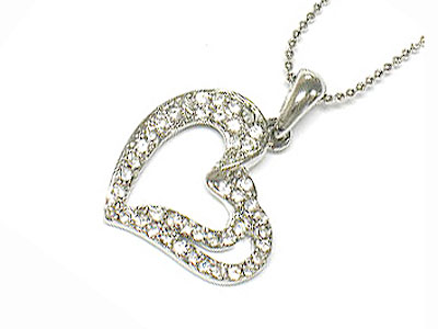 Crysatl heart ball chain necklace