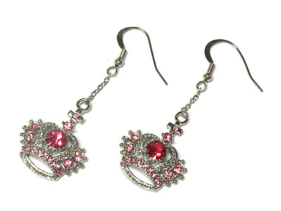 Crystal dangling crown earring