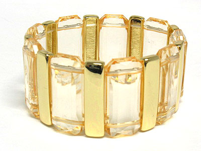 Acrylic square and metal stick double stretch bracelet