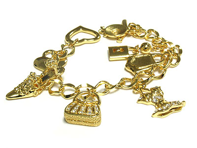 Multi crystal ladys apparel and bag toggle bracelet