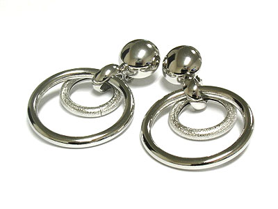 Double hoop dangling stud earring - hoops