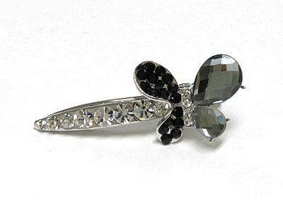 Crystal line glass butterfly hair pin