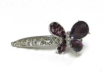 Crystal line glass butterfly hair pin