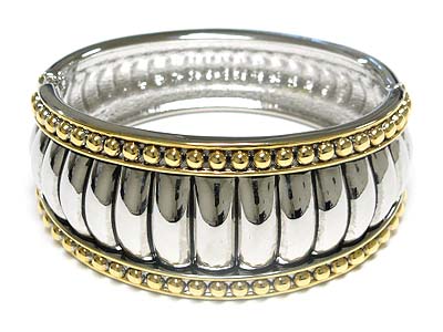 Two tone metal wide hinge bangle