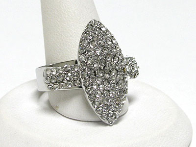 Crystal oval shape  adjustable size ring