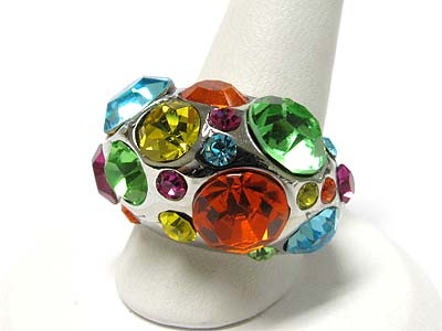 Crystal bubble puffy metal ring