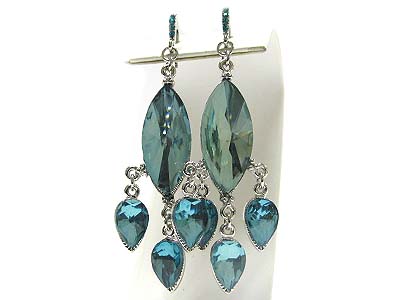 Crystal and epoxy stone cascade drop earring