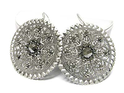 Crystal stud extra large round metal earring