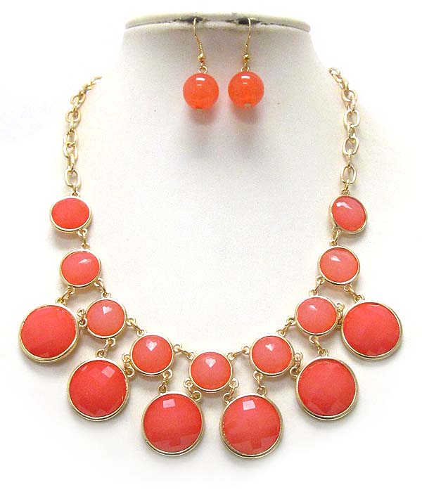 Multi facet acrylic bubble link drop necklace earring set