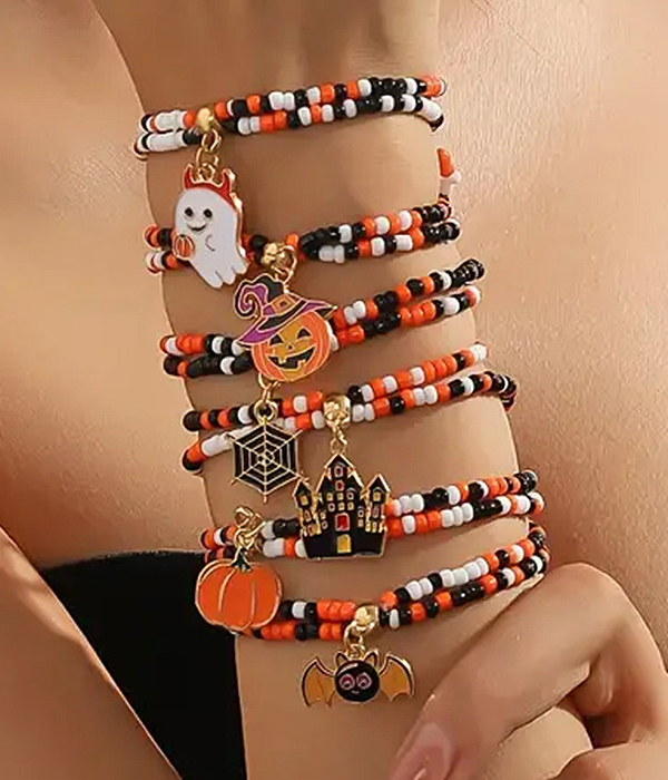 Halloween theme 6 piece bracelet set