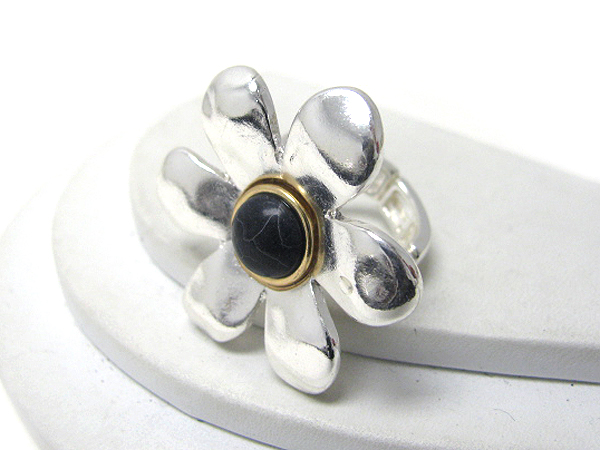 Natural stone metal flower stretch ring