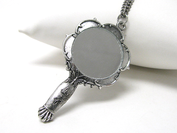 Hand mirror pendant necklace