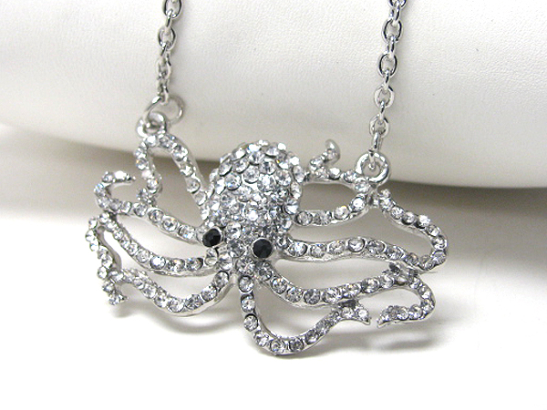 Crystal stud octopus necklace