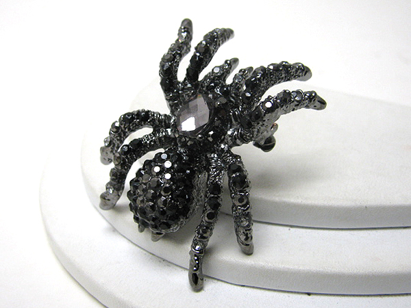 Multi crystal deco spider pin or brooch