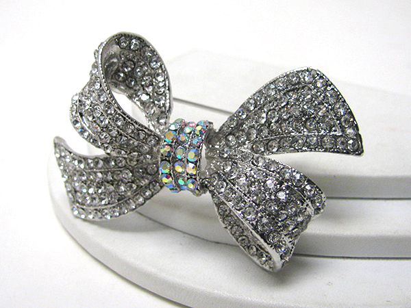 Crystal deco ribbon pin or brooch