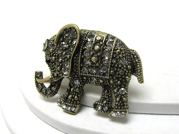 Crystal deco large elephant stretch ring