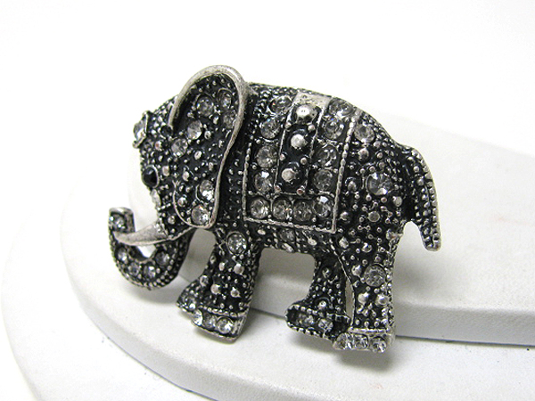 Crystal deco large elephant stretch ring