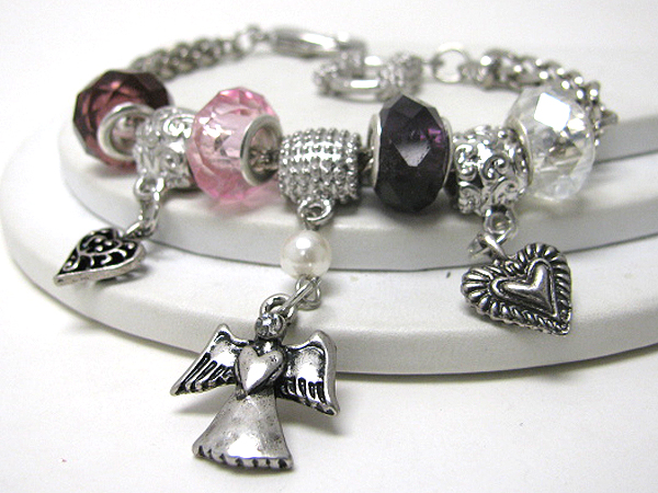 Angel and heart charm bracelet