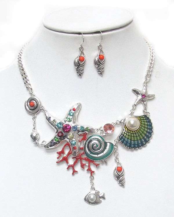 Sealife theme charm necklace set 