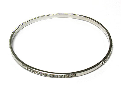 Thin single line crystal stud bangle