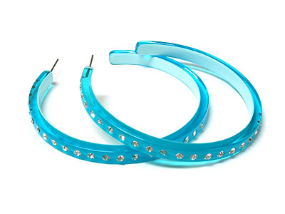 70 mm crystal stud acryl hoop earring - hoops