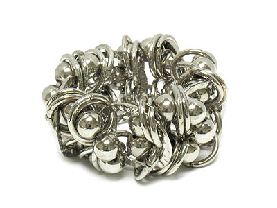 Metal ring and ball double stretch bracelet