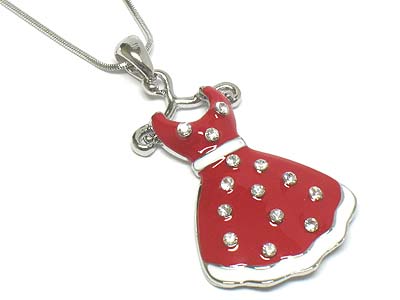 Made in korea whitegold plating crystal stud dress pendant necklace 