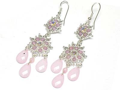 Crystal deco triple acryl tear drop earring 