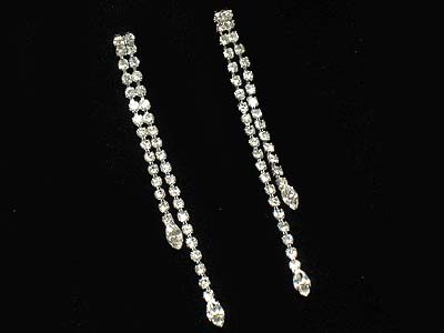 Rhinestone dual line drop earring