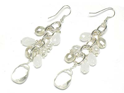 Chain links facet cut acryl tear drop earring 