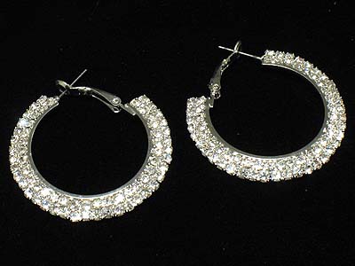 Rhinestone double line hoop earring - hoops