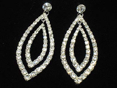 Rhinestone dual oval drop earring