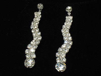 Rhinestone wave shape drop earring