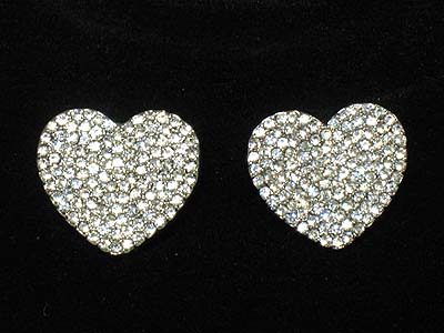 Rhinestone paved heart shape earring 