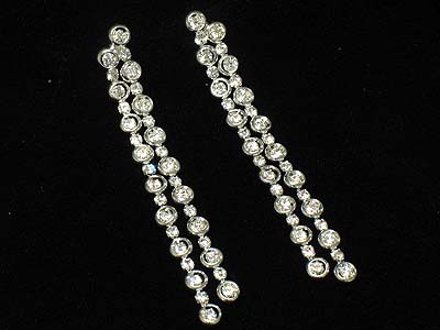 Rhinestone doule line drop earring 