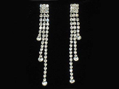 Rhinestone three line drop earring