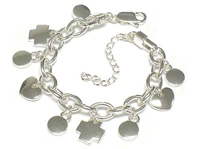 Metal cross and heart charm bracelet 