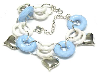 Nautical acryl chain and multi heart charm bracelet 