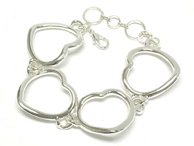 Metal open heart link bracelet