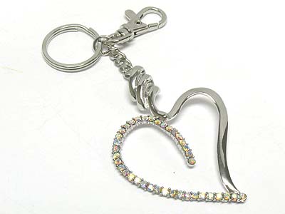 Crystal deco large heart cahrm key chain