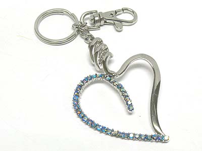 Crystal deco large heart cahrm key chain