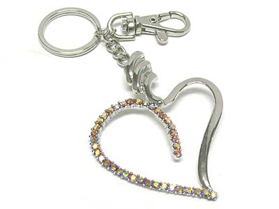 Crystal deco large heart cahrm key chain