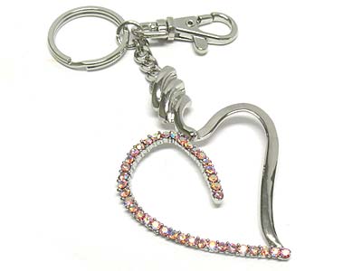 Crystal deco large heart cahrm key chain