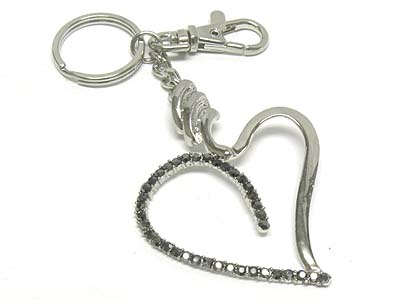 Crystal deco large heart cahrm key chain