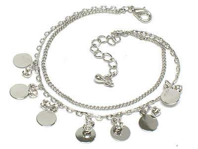 Crystal deco small round disk charm anklet 