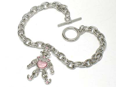 Crystal deco pierrot charm toggle bracelet 