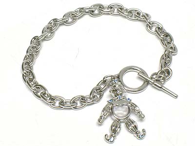 Crystal deco pierrot charm toggle bracelet 