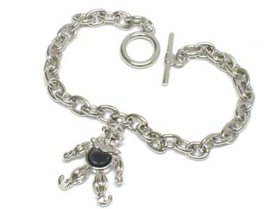 Crystal deco pierrot charm toggle bracelet 